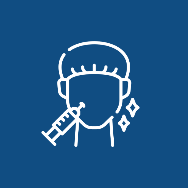 icona paziente e iniezione per migliorare l'aspetto estetico